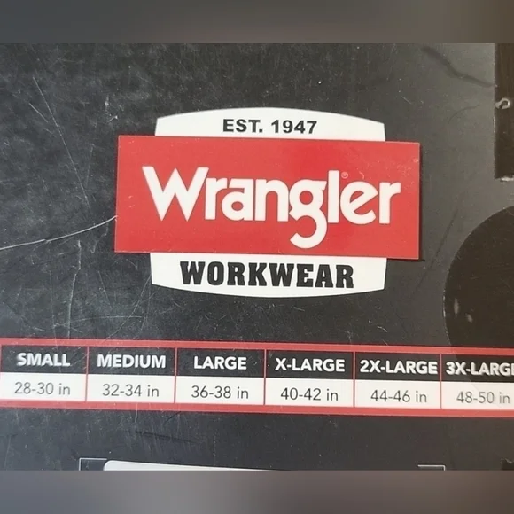 Base Layer New In Packaging Wrangler Size XL Black Unisex - Picture 5 of 7